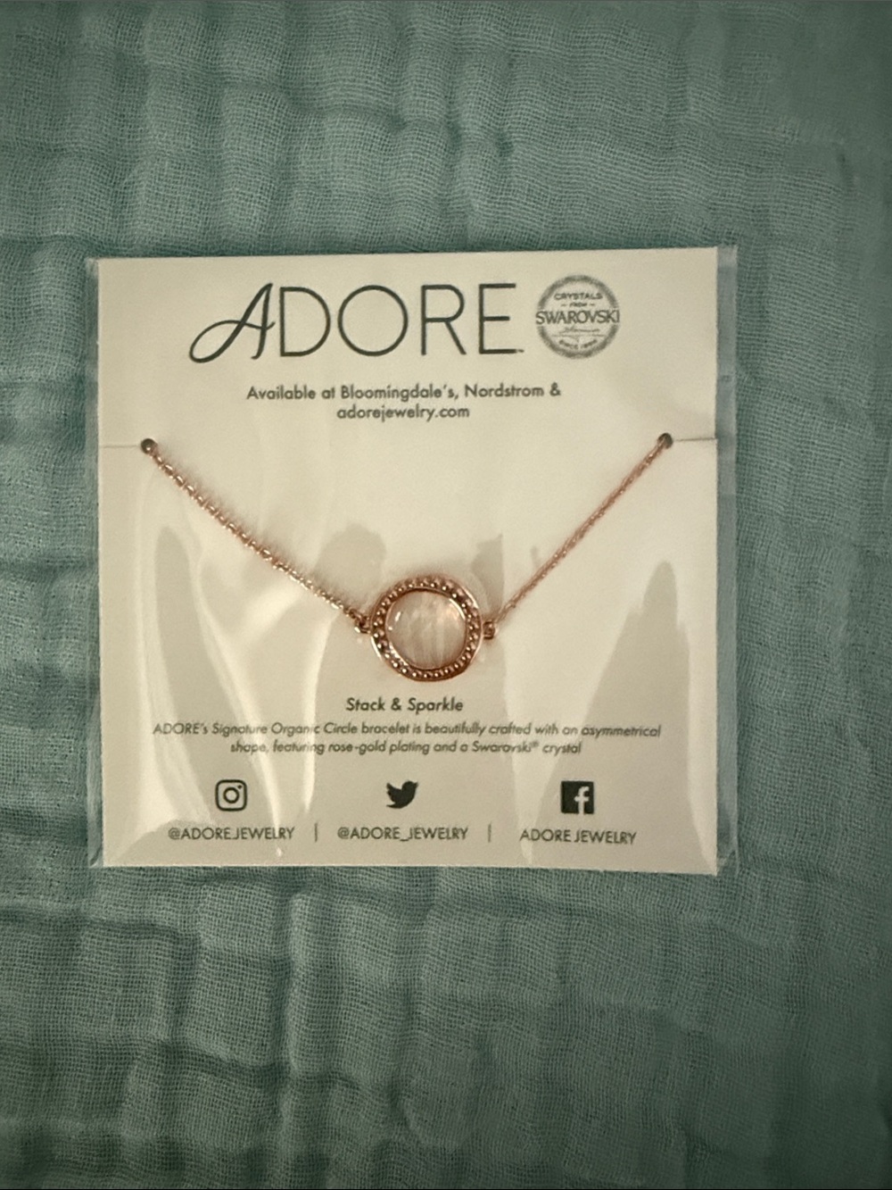 ADORE Rose Gold Circle Bracelet with Crystal Accent
